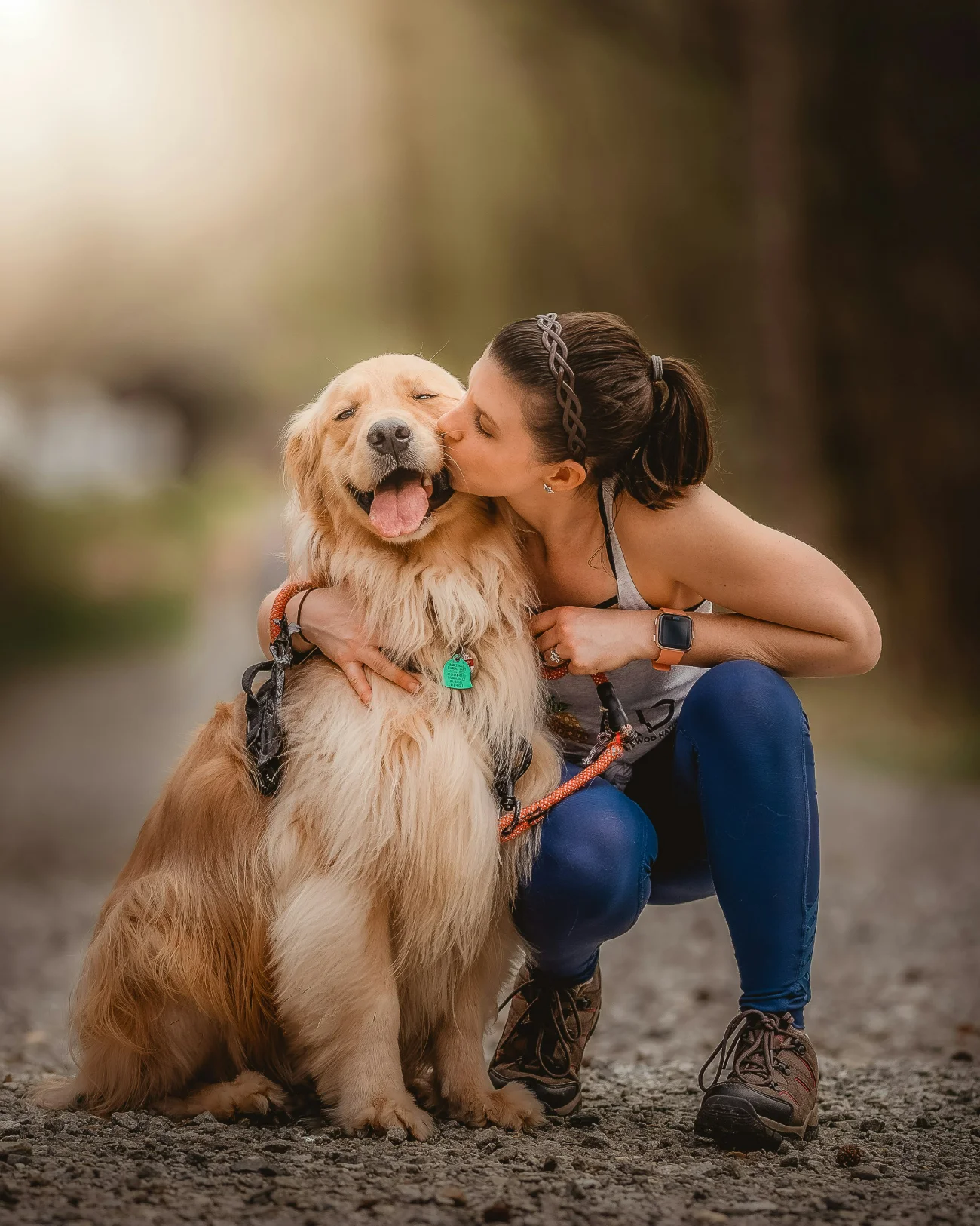 Dog with its owner in a park in Barcelona